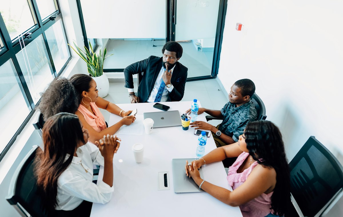 Team meeting around a table